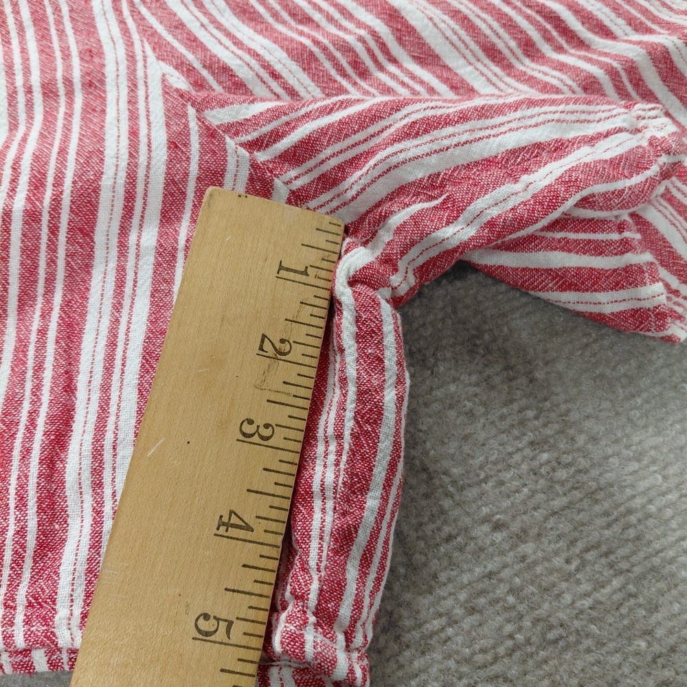 Terra & Sky Red Vertical Stripe Elastic Waist Womens 1X 16/18 Linen Shorts Beach - Picture 6 of 9